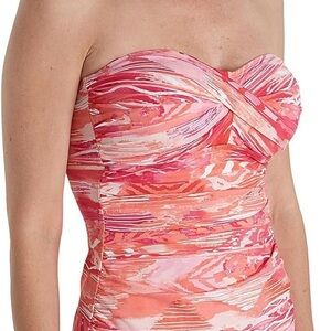 Lauren Ralph Lauren Calypso Tummy Control Bandeau Tankini Top Size 14